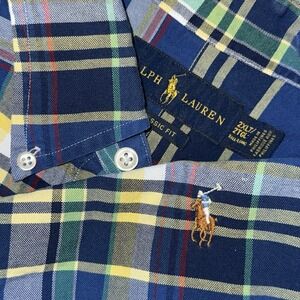 Polo Ralph Lauren Short Sleeve Button Down Oxford Shirt Men's 2XLT Blue Plaid